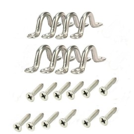 JY-MARINE 2-3/8 Inch Stainless Steel 316 Bimini Boat Top Pad Eye M6 Deck Loop Strap,Kayak Deck Loops, Tie Down Anchor Point Footman's Loop for Kayak Canoe Rigging-8 Pieces