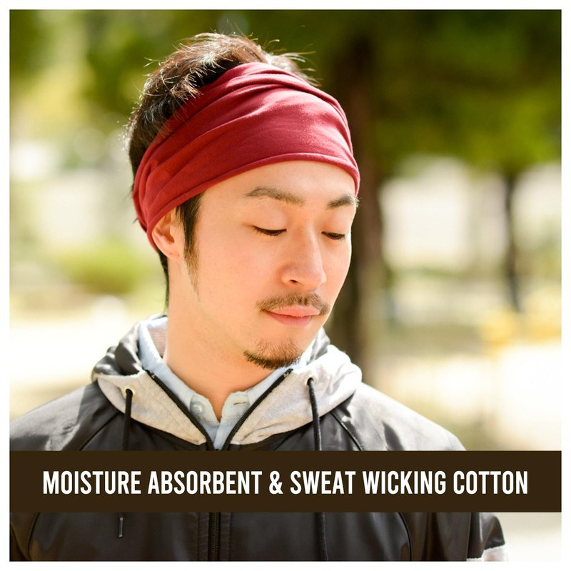 CHARM Turban Unisex Cotton ROLL Arrangement Stretch Headband