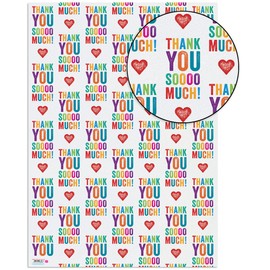 Brainbox Candy Thank You Wrapping Paper - 2 Sheets of Premium Gift Wrap - Unisex Design