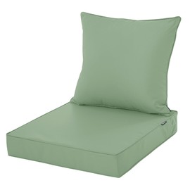 Comcaver Outdoor Cushions for Patio Furniture, Waterproof Fade and Tear Resistant Deep Seat and Backrest Cushion Set for Chair Couch Swing, 24x24 Inch, Sage Green, 1 Set