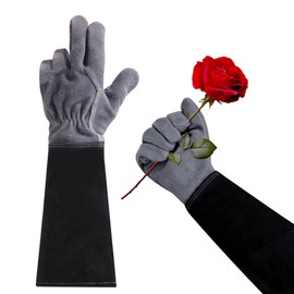 HLDD HANDLADNY Long Gardening Gloves, Cowhide Leather, Thornproof & Breathable for Rose Cuttings & Gardening (Men & Women)