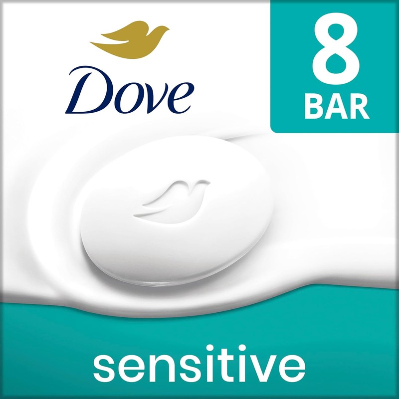Dove Beauty Bar Soap Sensitive, 8 Bars for Sensitive Skin,