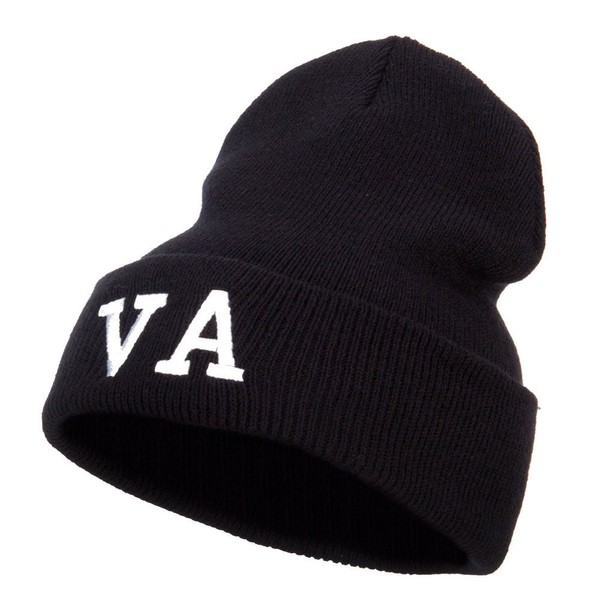 VA Virginia State Embroidered Long Beanie - Black OSFM