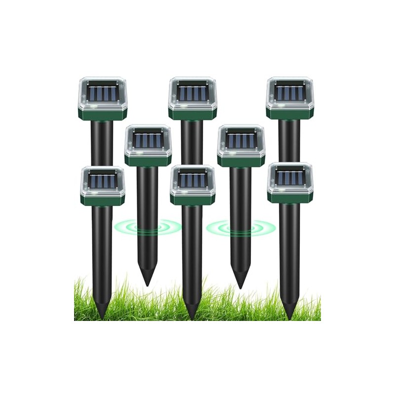 Mole Repellent for Lawns 8 Pack, Solar Powered Mole Repeller