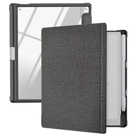 JeLLYPIE for Boox Go 10.3 Case with Pen Holder, Clear Back Folio Cover for Onyx Boox Go 10.3-inch Auto Wake/Sleep, Grey