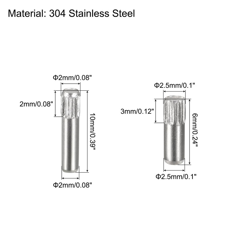 sourcing map 304 Stainless Steel Dowel Pins, 20Pcs 2.1x2mm and