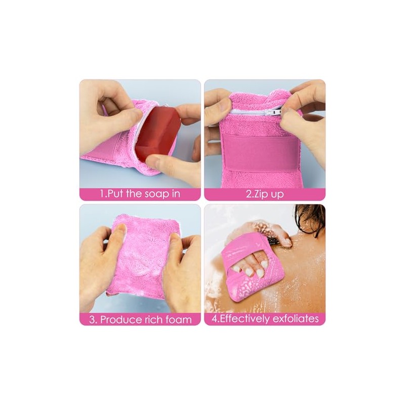 Adorila 4 Bolsas de Jabón de Algodón para Espumar Y