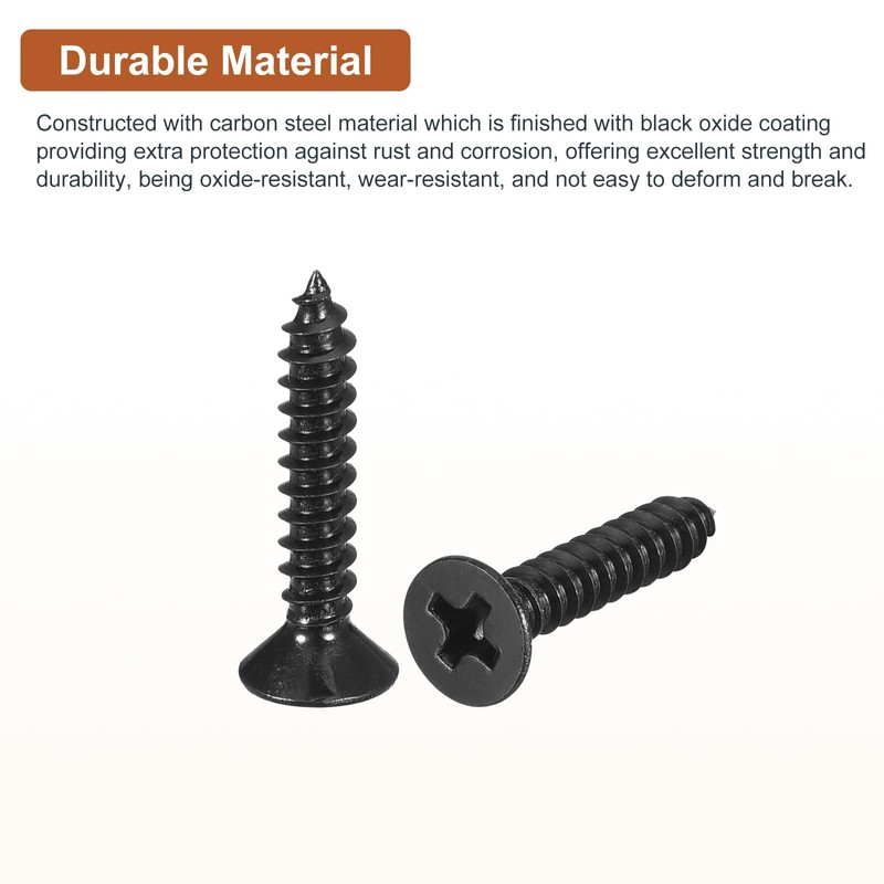 DTGN 100Pcs #6x3/4" Flat Head Wood Screws, Carbon Steel Phillips