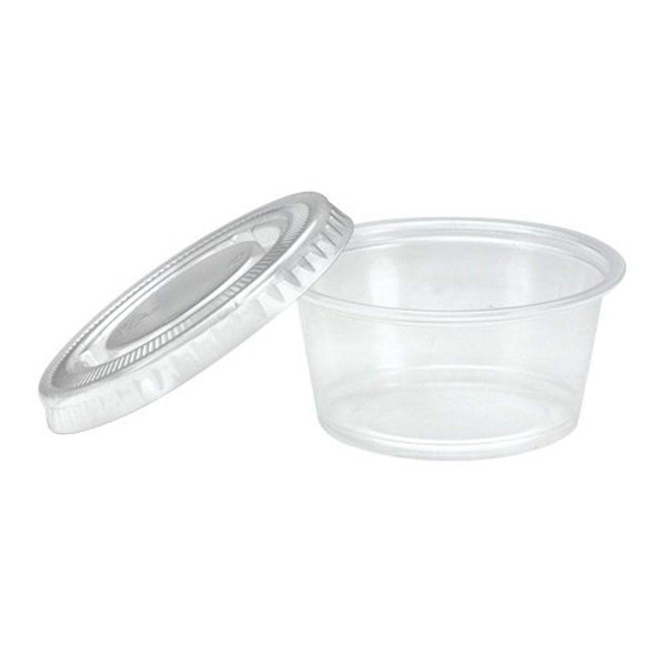 Party Dimensions Plastic Portion Cups with Lids, 2 Oz, Clear