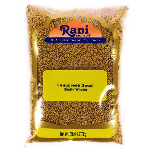 Rani Fenugreek (Methi) Seeds Whole 5 Pound (5lbs 80oz) Bulk, Trigonella foenum graecum ~ All Natural | Vegan | Gluten Free | Non-GMO | Indian Origin, used in cooking & Ayurvedic spice