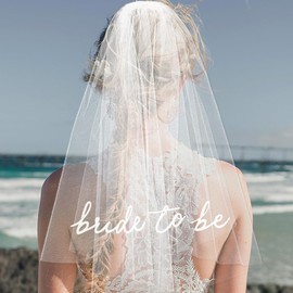 GotGala White Print Bride to be Veil White Bride to be Veil for Bachelorette Party Supplies Bridal Shower Wedding Decorations