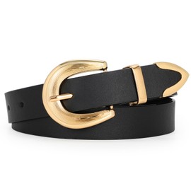 LEACOOLKEY Women Leather Belt Women Belts for Jeans Dress Ladies Fashion Leather Waist Belt Women Black Belt