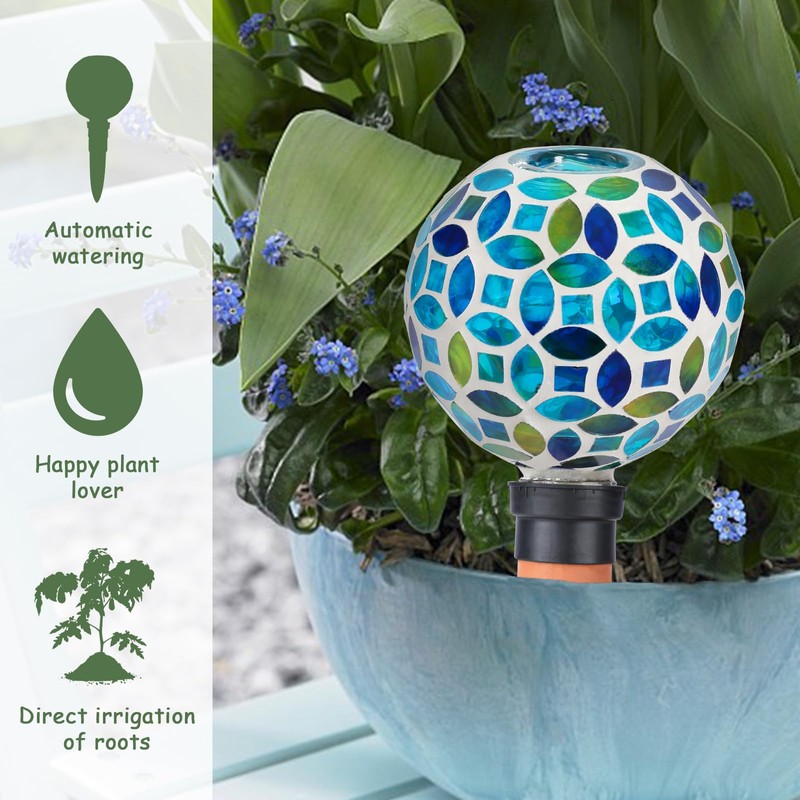 Chonsun Mosaic Watering Globes 2 Pack Self Watering Spikes Purple