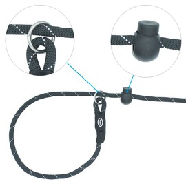 Hiado Slip Lead Dog Leash Reflective with Stopper Rotating Swivel Loop Rope Training No Pull for Small Medium Large Dogs 4ft Black