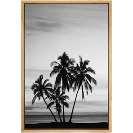 SIGNFORD Canvas Print Wall Art Film Grain Palm Trees & Skyline Floral Plants Photography Modern Art Rustic Dramatic Dark Black and White for Living Room, Bedroom, Office - 16"x24" Natural