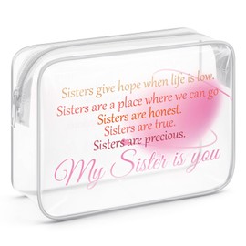 Sister Quotes Gifts Clear Makeup Bags with Zipper Sister Friendship Gifts Inspirational Quotes Gifts for Women Birthday Gifts for Sisters from Sisters Adult Cosmetic Travel Bag Organizer