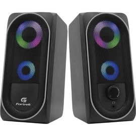 Fortrek PC Gaming Speakers with 360 Stereo Sound, PC Computer Stereo Speaker USB Powered with a 3.5mm Connector, LED Light and Touch Switch, Stereo Desktop Computer Speaker, Multimedia Speakers