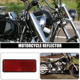 X AUTOHAUX 2 Pcs M6x1.0 Red Plastic Universal Rectangular Screw Mount Reflective Warning Reflector for Motorcycle Bike