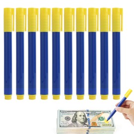 Pack of 10 banknote checking pens, suitable for detecting counterfeits in euros, dollars and pounds, allows quick and checking of banknotes and suitable for business and private use