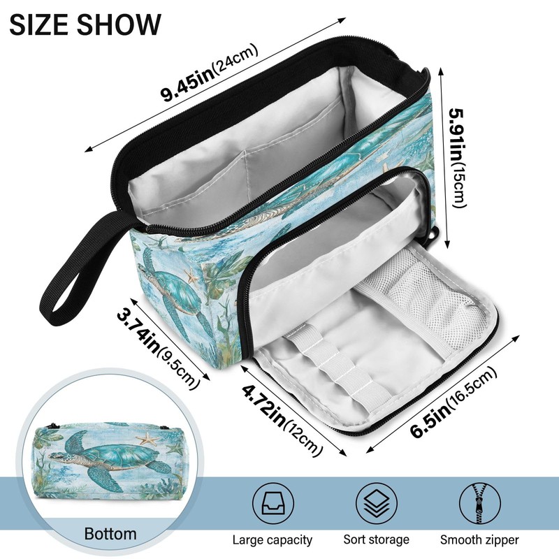 SUABO Turtle Seaweed Starfish Big Capacity Pencil Case Pouch Pen