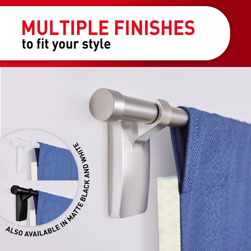Command 10 lb Satin Nickel Curtain Rod Hooks, 2 Hangers