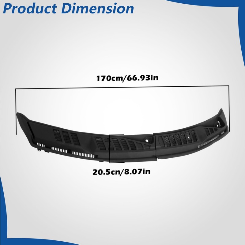WFLNHB Plastic Windshield Window Wiper Cowl Cover Grille Kit Black