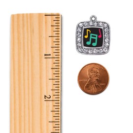 Inspired Silver - Musical Notes - Silver Memory Charm for Women - Square Charm Jewelry Gift with Cubic Zirconia - Women's Charm for Bracelets