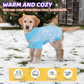 On The Roll， Medium-Sized Turtleneck Dog Sweater, Pet Knitted Clothing Dogs Sweaters,Suitable for Different Types of Dogs, Suitable for Spring, Autumn and Winter,(Blue,L)