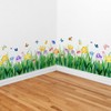 Green Grass Wall Corner Stickers Wildflower Butterflies Baseboard Skirting Line