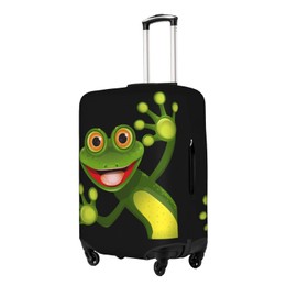 Travel Luggage Cover Suitcase Protector, Merry Green Frog Cute Animal Washable Elastic Stretchy Anti-scratch Suitcase Sleeve with Concealed Zipper for Spinner Wheeled Suitcase Fits 22-24 Inch Luggage