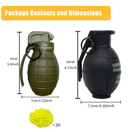 REGLORY Toy-Hand Plastic Grenade for CS Battle, Fake Grenade Toys with 50 Foam Ammo for Age 14 Years Old and up for Army Role Play