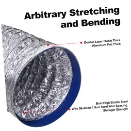 COHEALI 1 PC Flexible Aluminum Foil Duct Hose for HVAC Ventilation Thicken Diameter Air Intake Pipe Versatile Exhaust Vent Hose for Kitchen Bathroom Greenhouse Applications Durable and