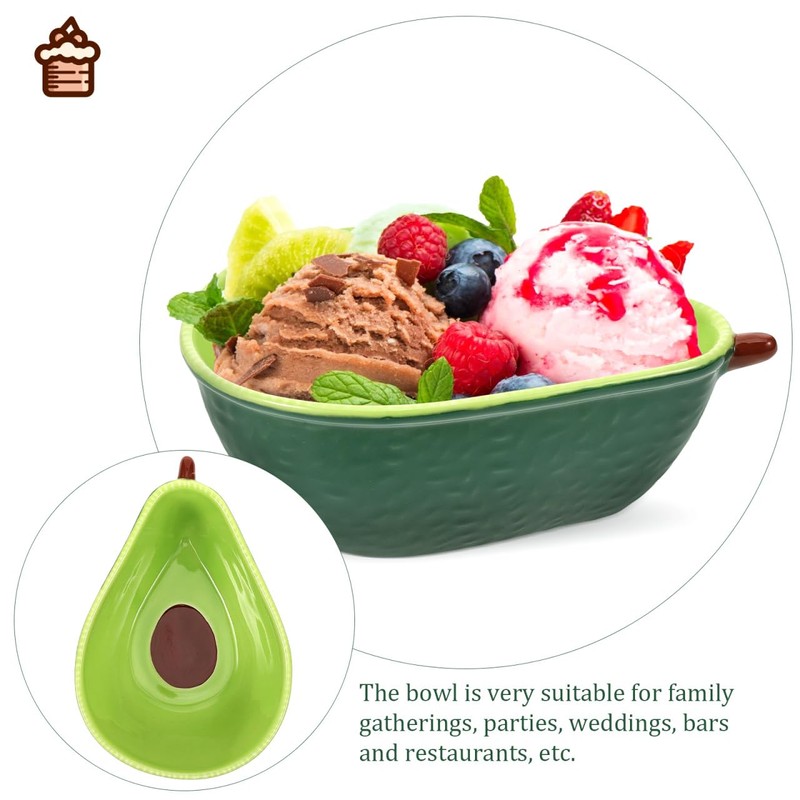 Cabilock Avocado Shaped Ceramic Bowl for Salad Fruits Desserts and