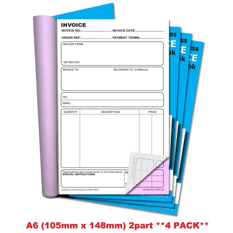 Cherry Carbonless NCR Duplicate Invoice Book Perfect for Self Employed