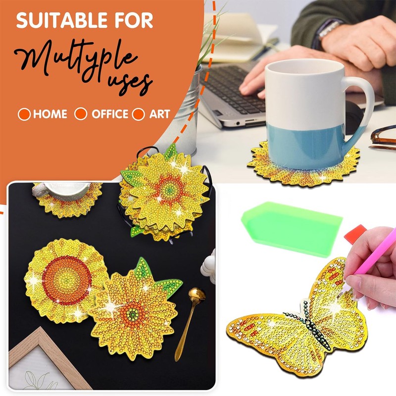 10 pcs Diamond Painting Coasters | Diamond Art Coasters |