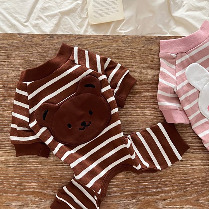 Dog Pajamas Striped Soft Warm Comfortable Fashionable 4 Legs Pet