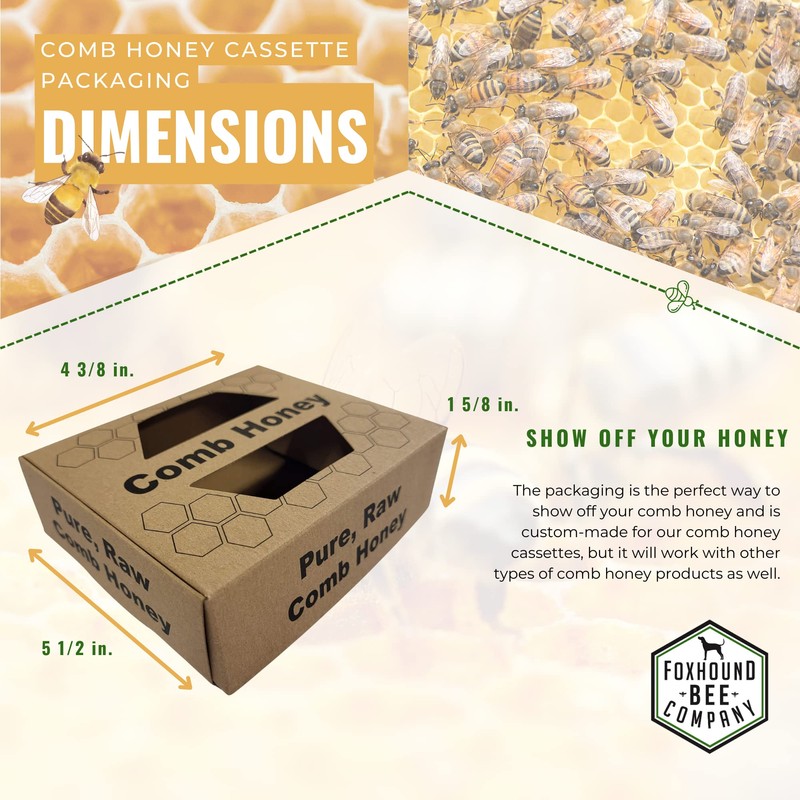 Foxhound Bee Company Comb Honey Cassette Packaging, Medium Frame Packaging