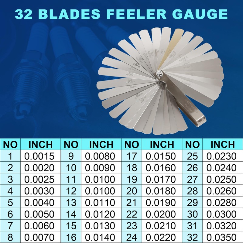 GEAROLL Spark Plug Gap Tool with 32 Blade Steel Feeler