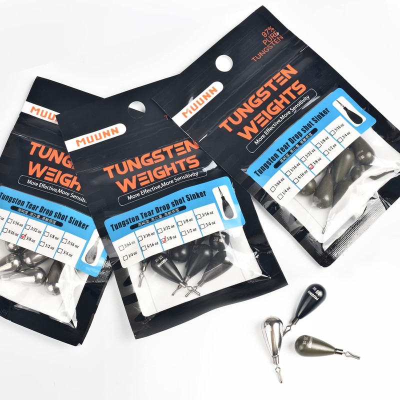 MUUNN 10 Pack Tungsten Teardrop Drop Shot Weights,Tungsten Drop Shot