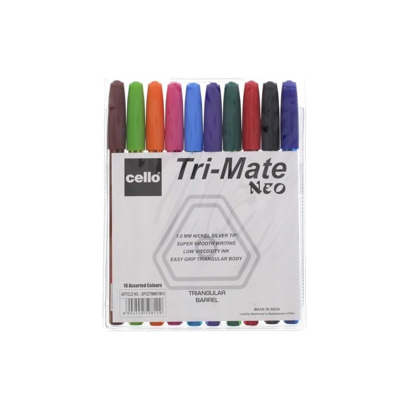 Cello Original Tri-Mate Triangular Barrel Ballpoint Pen Medium Point Biro