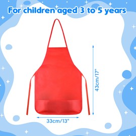 KUUQA 12 Pack Kids Art Apron with Two Pockets Children Painting Aprons Art Smocks Bulk for Craft Home Kitchen Classroom Painting Supplies (Red)