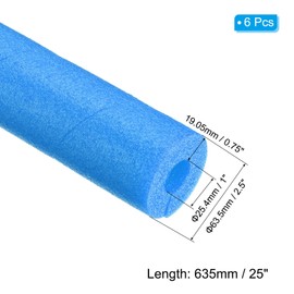 PATIKIL Pipe Insulation Foam Tube, 6Pcs 25"Lx1"IDx0.75"T No Adhesive Pole Wrap Pipe Cover Pool Noodles Multi-Purpose Soft Foam Tubing for Handle Outdoor Swimming Pool, Water Pipes, Blue