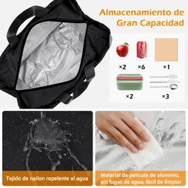 Lubardy Lonchera para Hombre y Mujer Lonchera Termica Impermeable Nylon Bolsa del Almuerzo Gran Capacidad a Prueba de Fugas Picnic Viajes