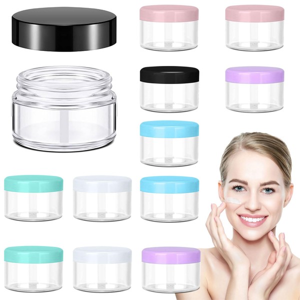 Tarros de Viaje Plástico Transparentes, 10ml Frascos Cosméticos Redondos, Tarros