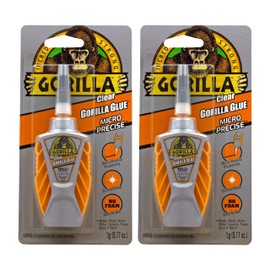 Gorilla Glue Micro Precise Clear Glue, 5 Gram (Pack of 2) - Crystal Clear, All Purpose, and Water Resistant