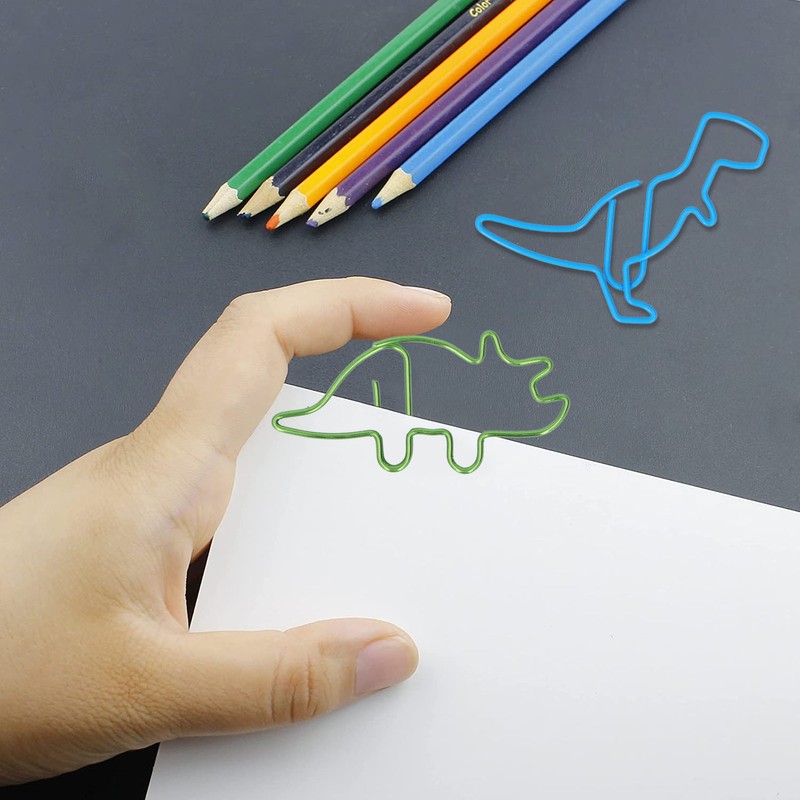 100 Pcs Shaped Paper Clips Hippo Dinosaur Shape Metal Cute