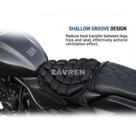 ZAVREN Ergonomic Air Seat Pillow with Built-in Inflator – Shock Absorbing Cushion for Motorcycles, Bikes, and Chairs – Pressure Relief for Prostate, Tailbone, and Hip Support – Portable & Breathable