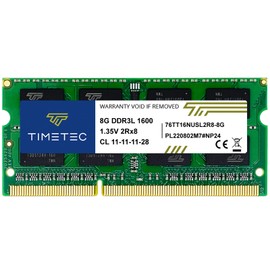 Timetec 8GB DDR3L / DDR3 1600MHz (DDR3L-1600) PC3L-12800 / PC3-12800(PC3L-12800S) Non-ECC Unbuffered 1.35V/1.5V CL11 2Rx8 Dual Rank 204 Pin SODIMM Laptop Notebook PC Computer Memory RAM Module Upgrade