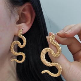 Gold Snake Studs Earrings for Women Punk Snake Drop Dangle Earrings Gothic Animal Earrings Vintage Earrings Jewelry (Snake Earrings)