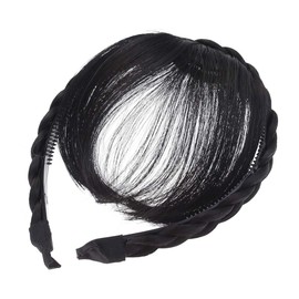 Black Front Hair Bangs Wigs Headband, Front Hair Bangs Fringe Hair Extensions,Braids Headband Women Girls Bangs Hairpieces Hair Extensions, Wigs and Accessories